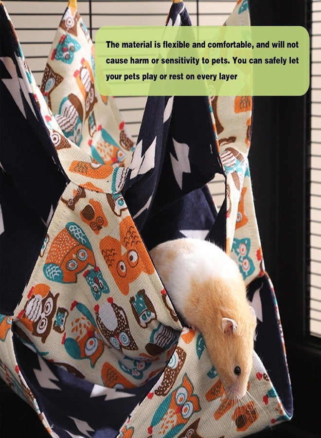 DINTSTYLE 2Pcs 3-Tier Small Guinea Pig Rat Hammock Guinea Pig Hamster Ferret Hanging Hammock Toys Bed，for Small Animals Chinchilla Parrot Sugar Glider Ferret（Canvas and Velvet 7.9×7.9in,Bear） - Image 5